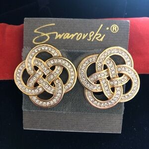 Swarovski Gold and Clear Crystal Clip on Earrings